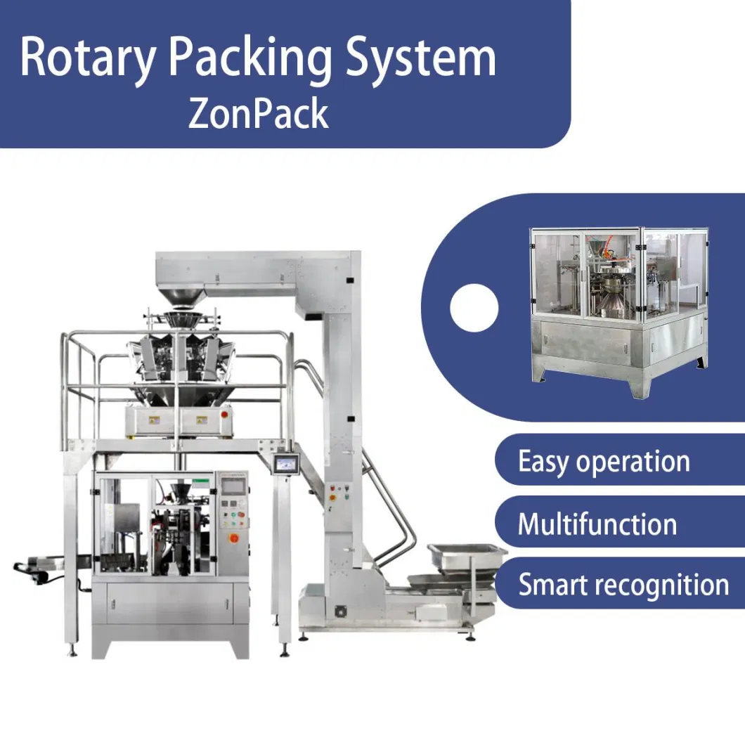 Automatic Stand up Pouch with Zipper Doypack Packaging Machine with Multihead Weigher Automatic Rotary Packing Machine for Dried Durian